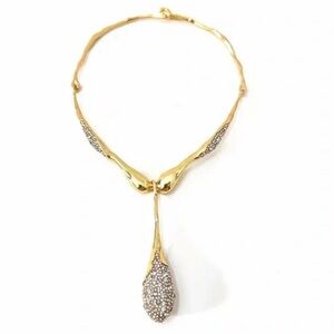 NWT ⚜️👑⚜️ Song of Style Gorgeous Goldtone Solanales Crystal Teardrop Collar
